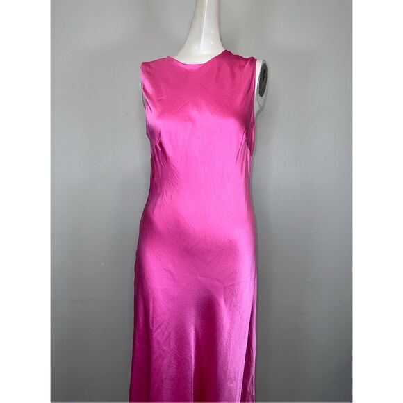 NWT CYNTHIA ROWLEY Claudia Silk Bias Sleeveless Midi Dress - Pink Size 10 $495 - Picture 3 of 8